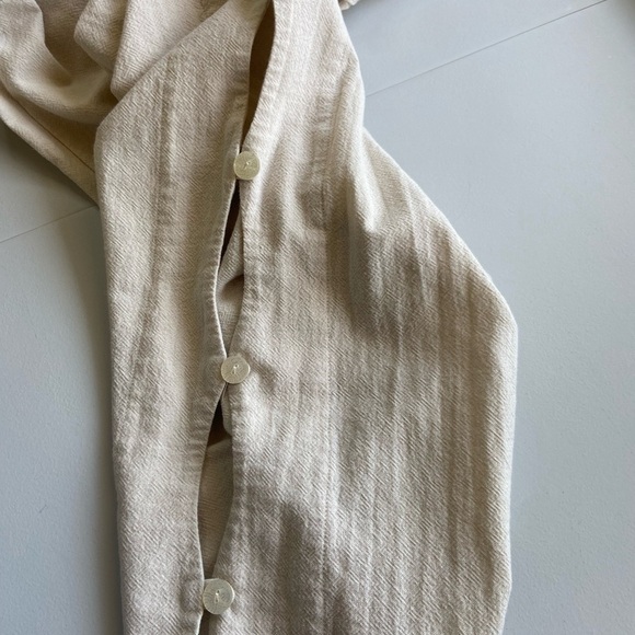Soft Surroundings Wide Leg Cotton Pants Pull On Buttons Lagenlook Tan Size 1X - Picture 9 of 11